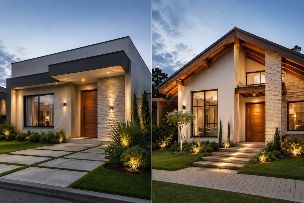 Batalha de Arquitetura: Casa com Telhado Aparente vs. Casa com Platibanda